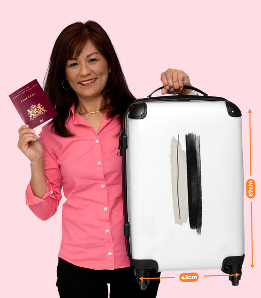 Handbagage Koffer met 4 wielen en TSA slot (Pastel - Wit - Abstract - Lijnen)