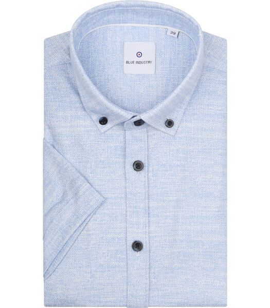Blue Industry Short Sleeve Overhemd Print Blauw