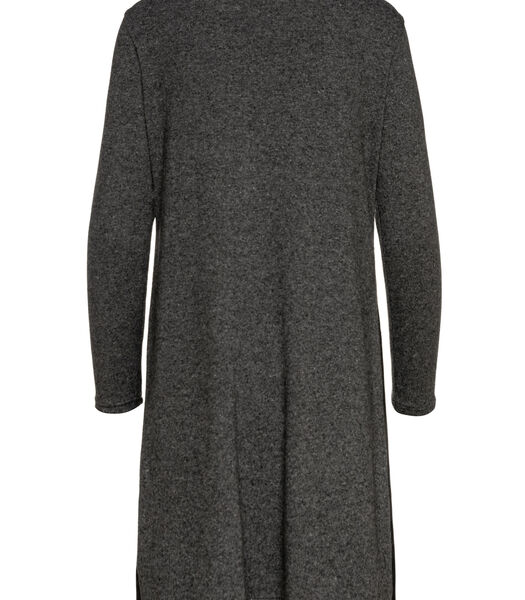 Robe en tricot gris foncé avec détails en simili cuir