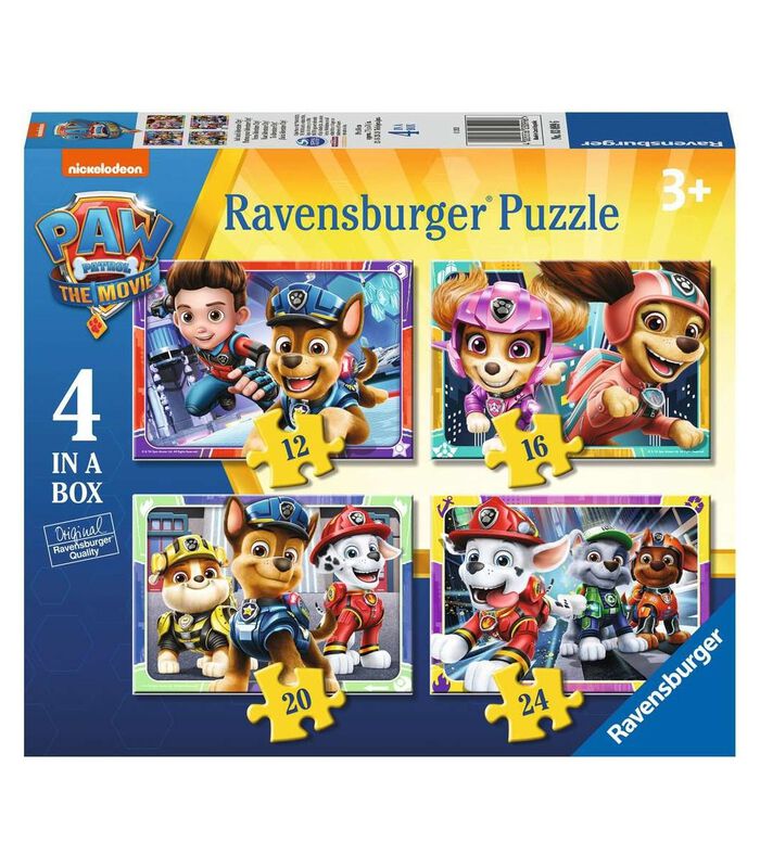 Paw Patrol Kinderpuzzel the Movie 4 Puzzels - 12+16+20+24 stukjes image number 0