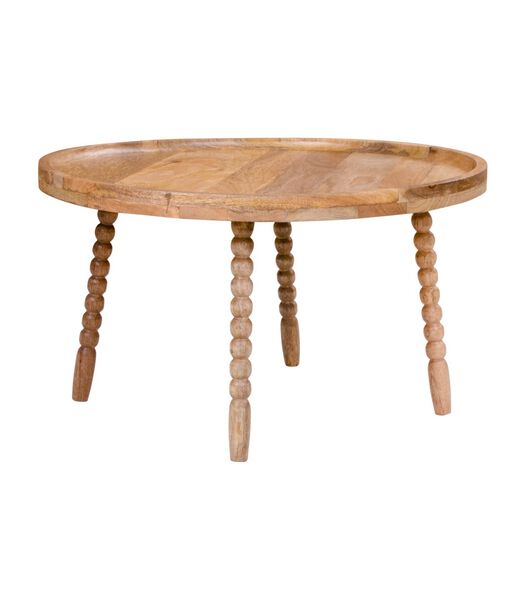 Chalet - Table basse - ronde - manguier naturel - 4 pieds design - bord relevé