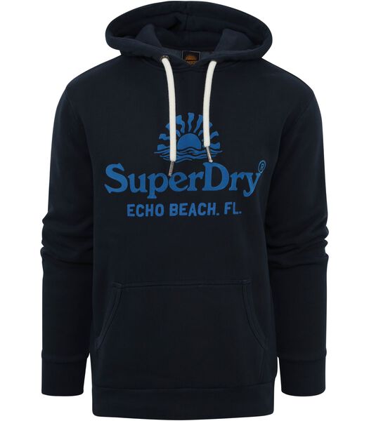 Superdry Sweater à Capuche Logo Marine