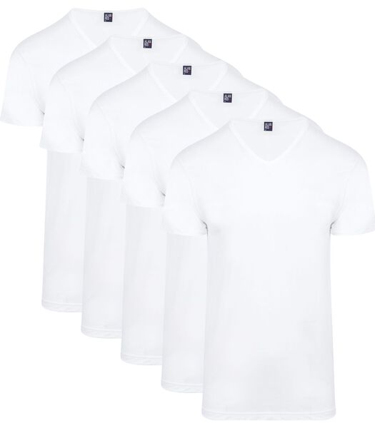 Alan Red T-Shirt Vermont Col-V Blanc Lot de 5