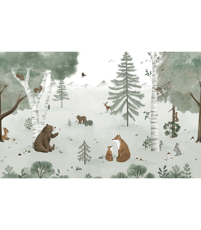 KHARU Papier peint panoramique forêt, animaux image number 0