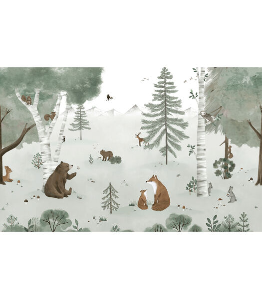 KHARU Papier peint panoramique forêt, animaux