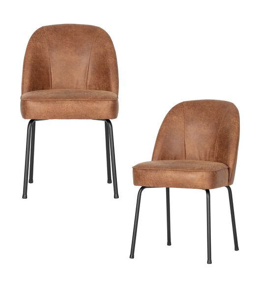 Lot de 2 chaises de table - Eco-cuir - Cognac - 82.5x50x57 - Vogue