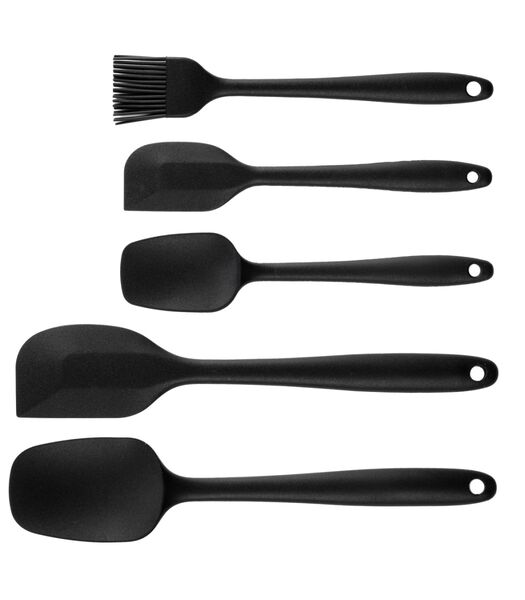 Ensemble de spatules  pour la pâtisserie (2 spatules, 2 racloirs de poêle et un pinceau de cuisine) - en silicone