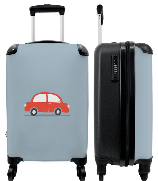 Handbagage Koffer met 4 wielen en TSA slot (Auto - Voertuigen - Rood - Design - Kids)