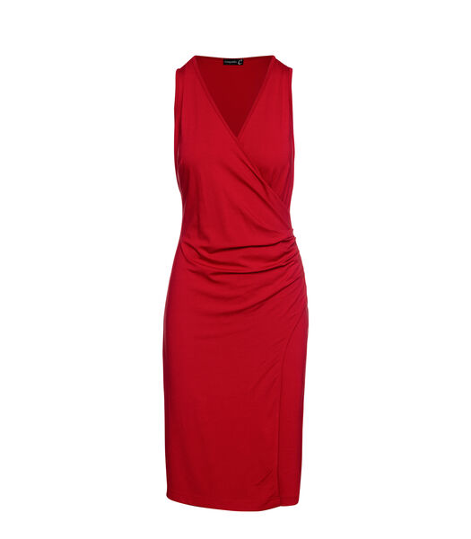 Robe sans manches rouge style portefeuille