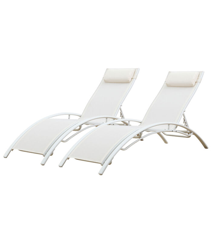 Set van 2 GALAPAGOS witte textilene ligstoelen - wit aluminium image number 0