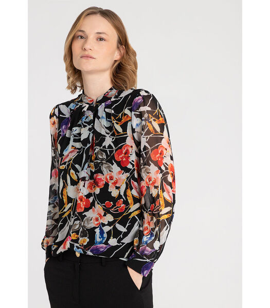 Chiffon blouse met een kleurrijke bloemenprint