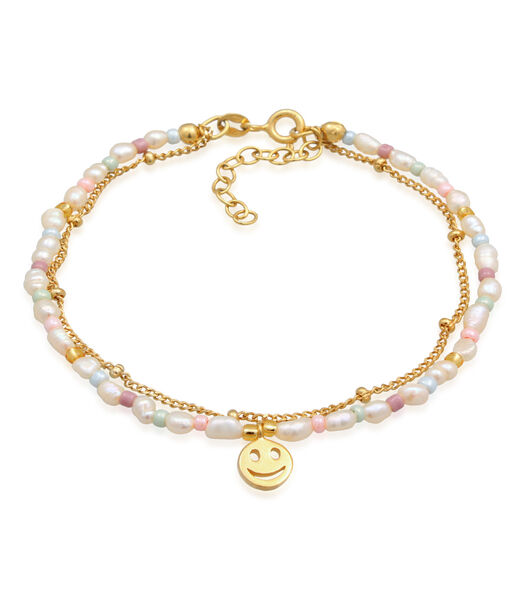 Bracelet Perles De Avec Smiling Face Pour Femmes Avec  Perles De Culture D'eau Douce En Argent Sterling 925
