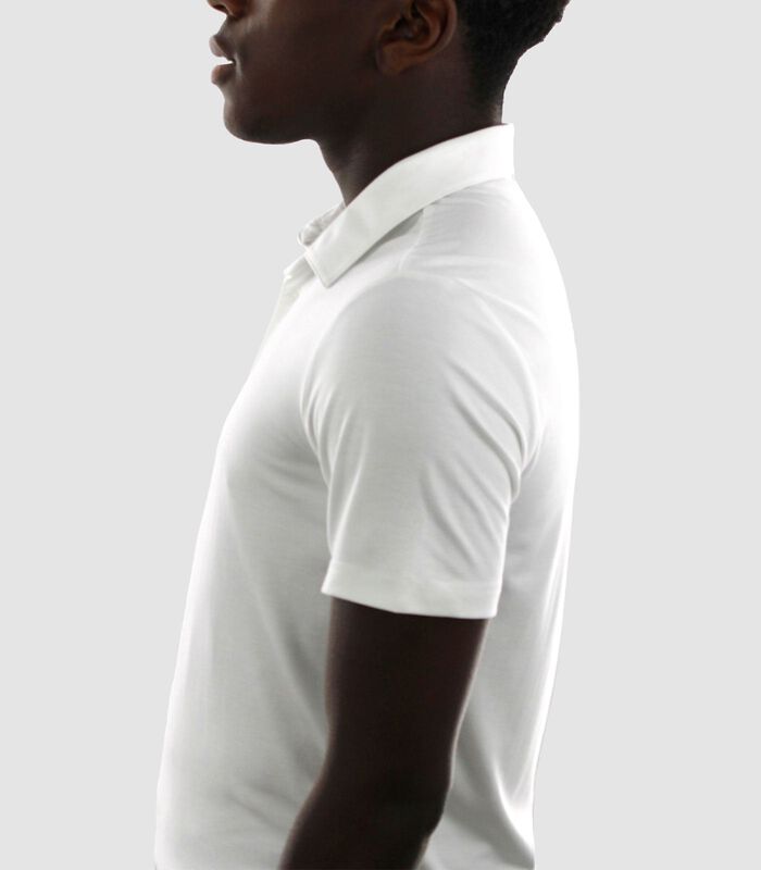 Heren Polo Korte Mouw - Strijkvrij Poloshirt - Wit - Slim Fit - Tencel image number 2