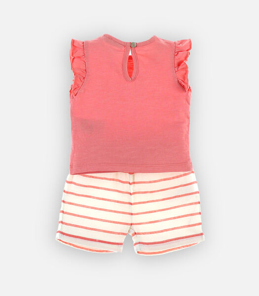 Bio katoenen t-shirt + short set, koraal