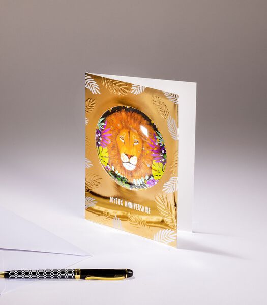 Carte double  - Joyeux Anniversaire lion