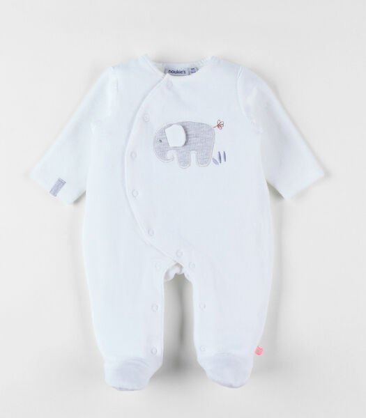 Jersey 1-delige pyjama met olifant voor pasgeborenen, beige