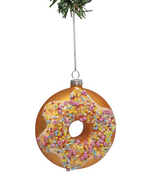 Kerstbal Donut Roze Confetti 10 cm
