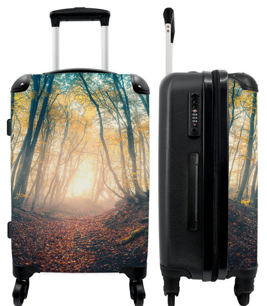 Bagage à main Valise avec 4 roues et serrure TSA (Brouillard - Arbres - Forêt - Soleil - Feuilles d'automne)