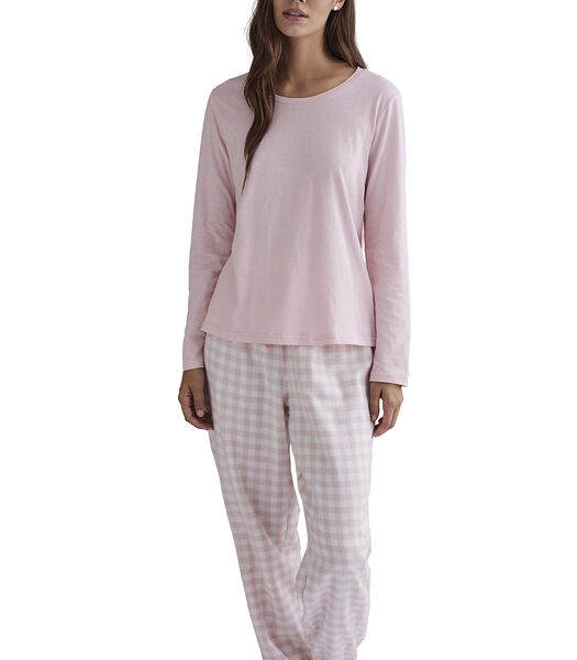Pyjama indoor outfit broek top lange mouwen Vichy