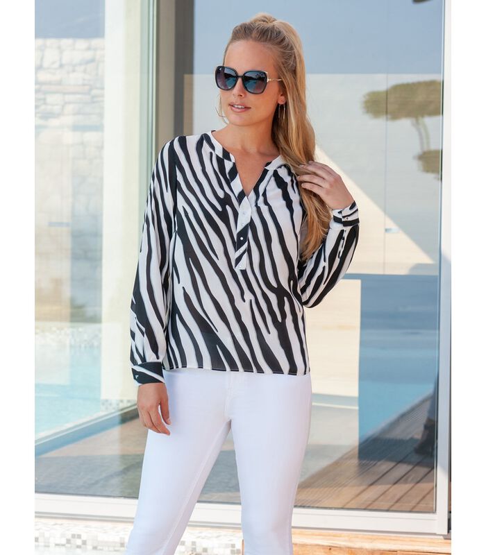 Zebra print voile blouse DARCY image number 2