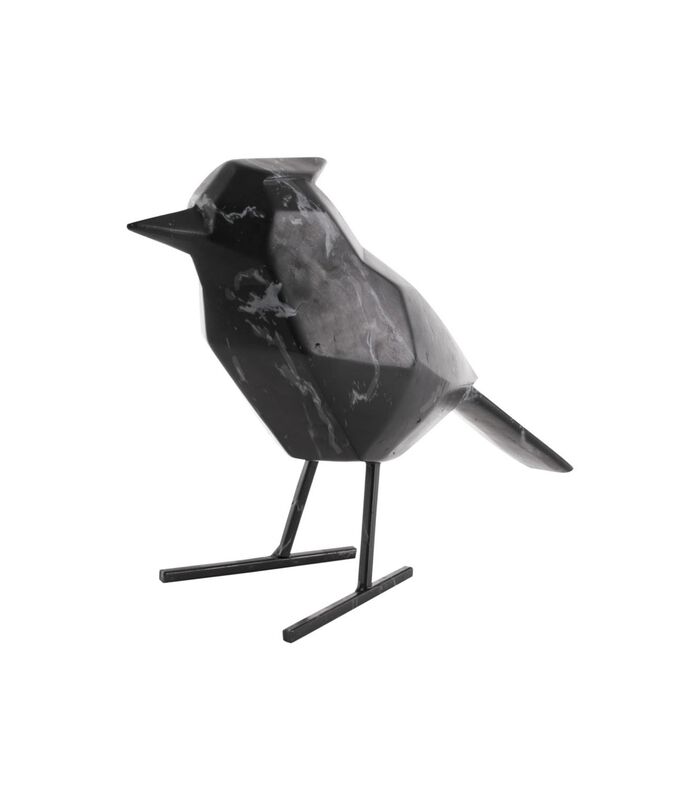 Ornament Bird - Marmerprint Zwart - 9x24x18,5cm image number 0