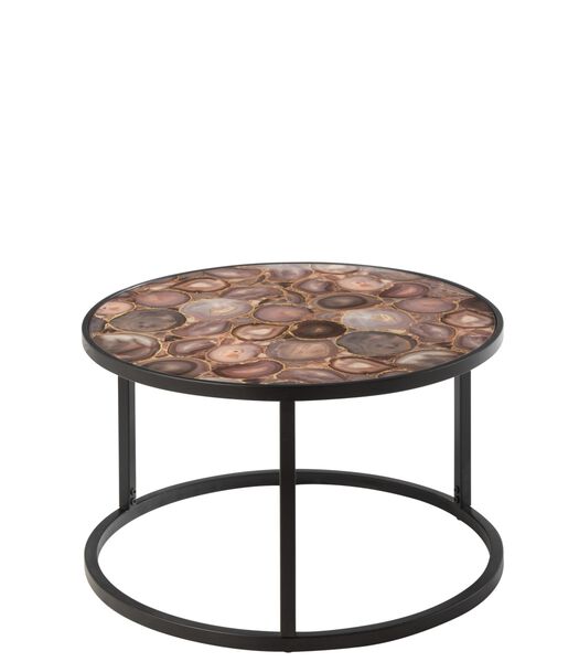 Brick - Table d'appoint - ronde - mosaïque - verre - métal - noir
