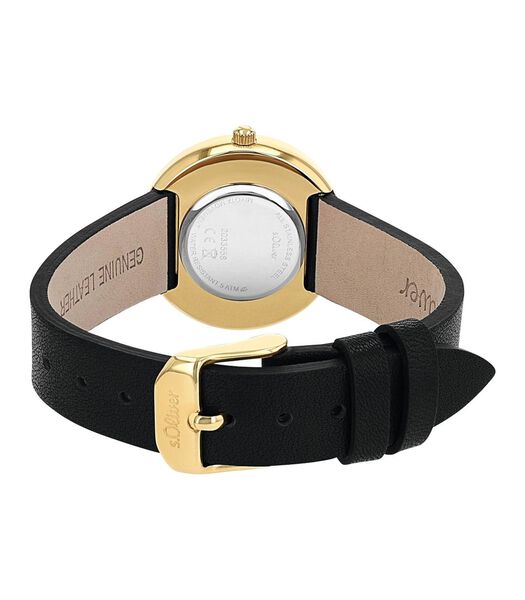 Quartz horloge voor dames, roestvrij staal IP goud | leer
