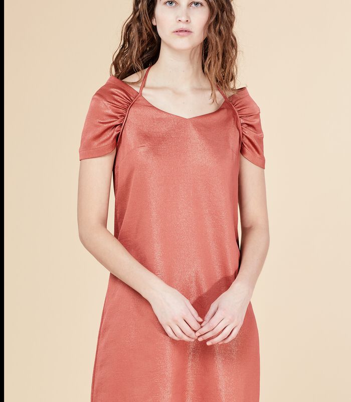 Korte iriserende jurk DEROMY bloedappelsien image number 1