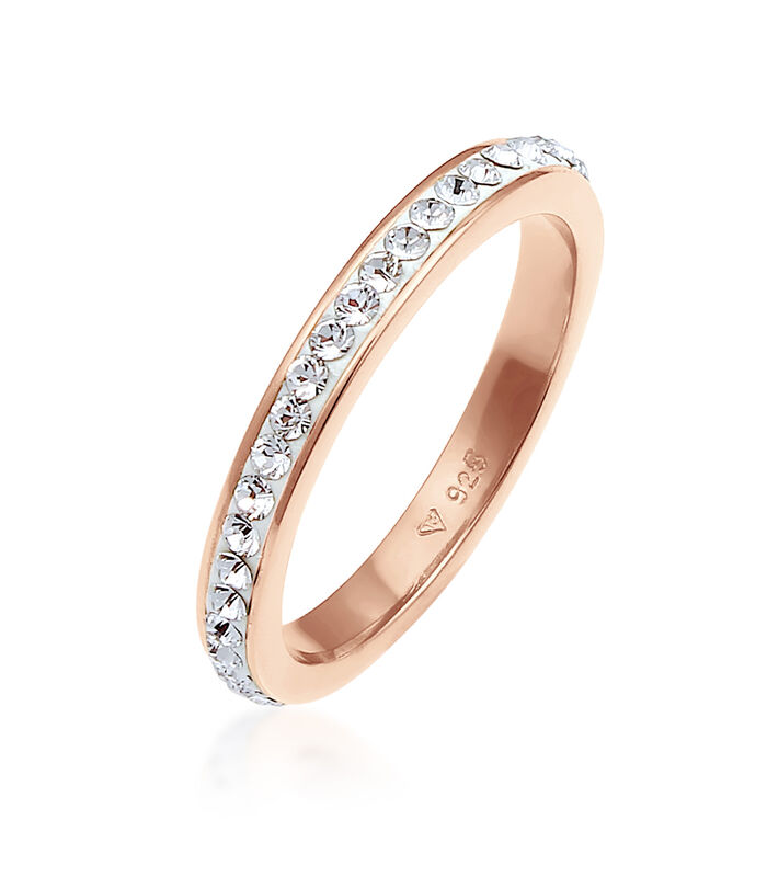 Ring Dames Bandring Sprankelend Elegant Met Kristallen In Verguld 925 Sterling Zilver image number 0