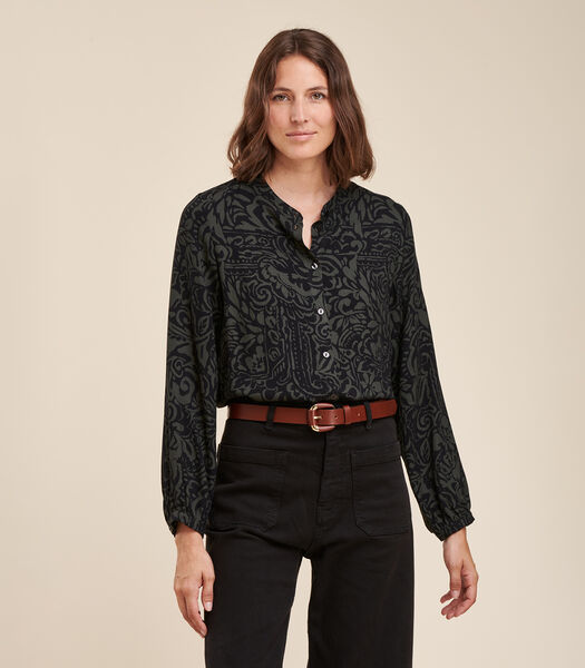 Voldoende blouse met twee -kolor print