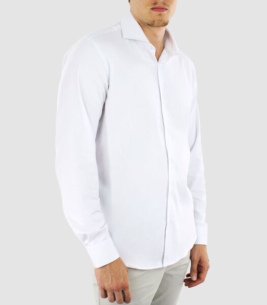 Kreukvrij en Strijkvrij  Overhemd - Wit - Regular Fit - Bamoe Katoen  - Heren