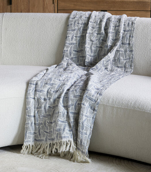Byron Bay - Plaid Bleu/blanc couverture de canapé à imprimé d'été