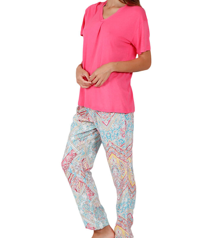 Pyjama broek t-shirt Colored Diamonds roze image number 2