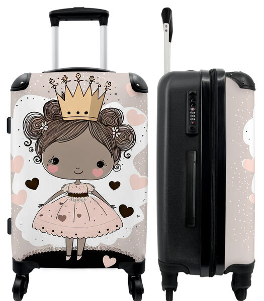 Handbagage Koffer met 4 wielen en TSA slot (Prinsessen - Jurk - Hartjes - Kinderen - Meisjes)