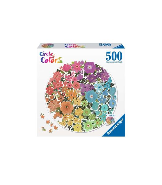 Puzzel 500 stukjes Round puzzle - Circle of colors - Flowers