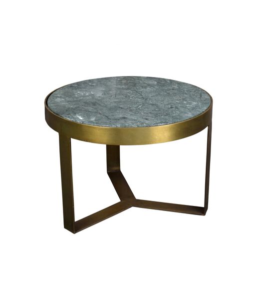 Marble - Table d'appoint - 50cm - marbre - acier laqué - vert - or - rond