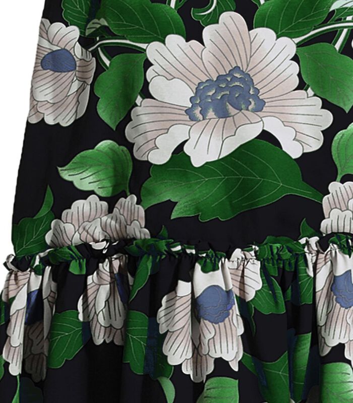 Lange rok met bloemenprint en grote volants image number 3