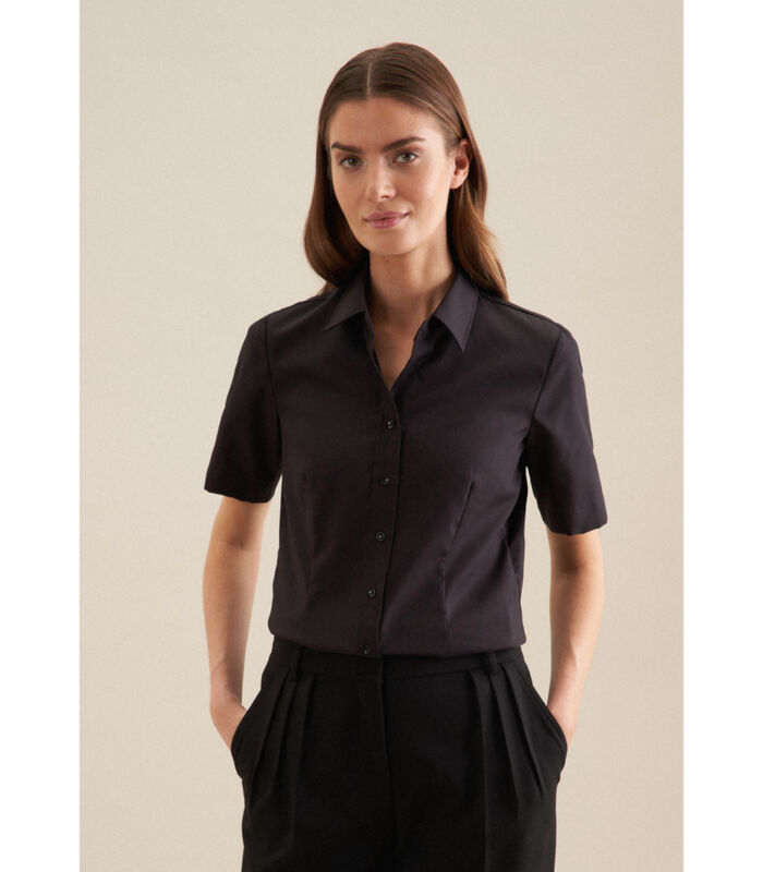 Shirtblouse Uni korte arm Kraag image number 0