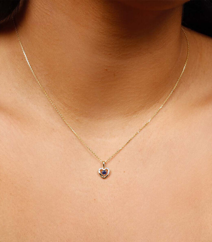 Geelgouden hanger met diamant en saffier "Coeur Océan" image number 1