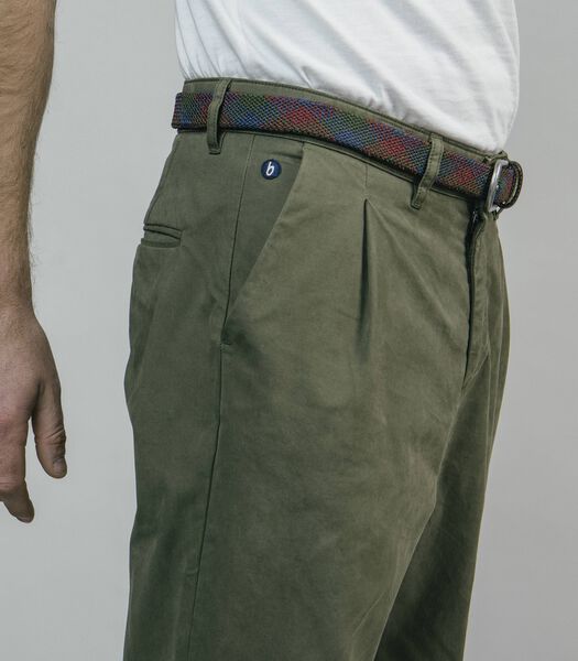 Pleated Chino Pants Olive