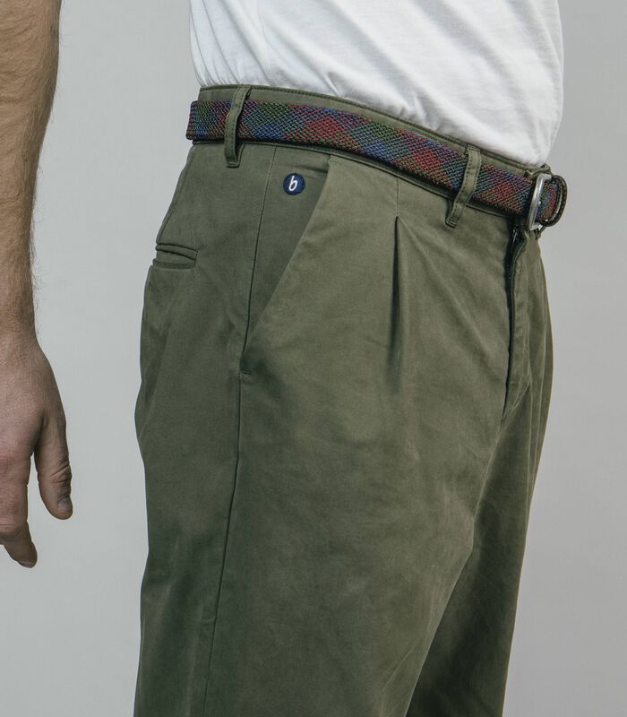 Pleated Chino Pants Olive image number 1