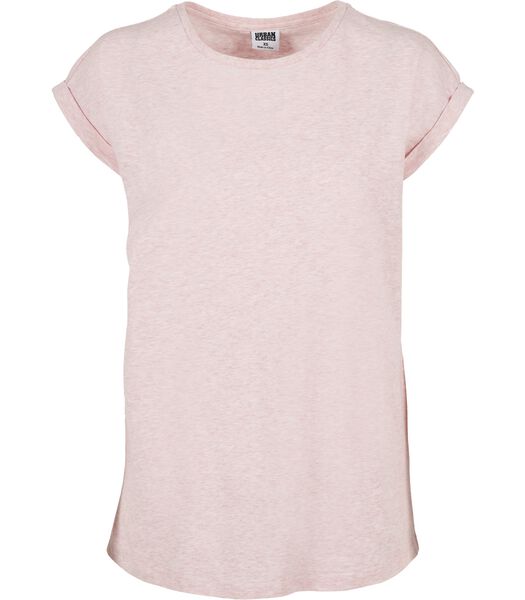 Dames-T-shirt color melange extended shoulder