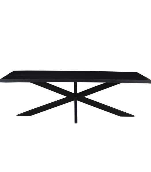 Black Omerta - Table de salle à manger - mangue - noir - rectangle - 240cm - pied araignée en acier - laqué noir