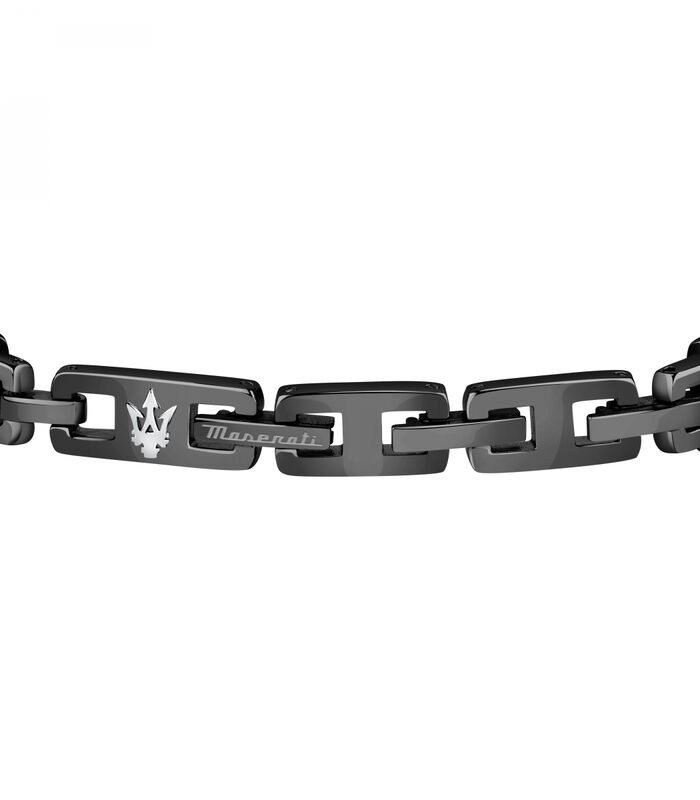Bracelet en acier, cuir recicl, pvd noir JEWELS image number 2