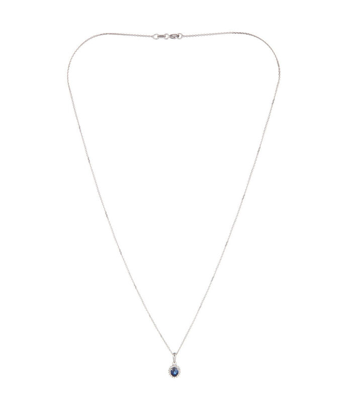 Hanger 'Abra' witgoud  diamanten en saffier image number 2
