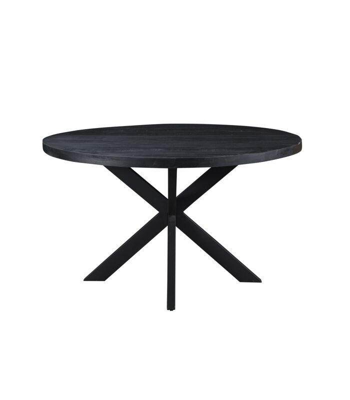 Black Omerta - Table de salle à manger - mangue - noir - rond - dia 150cm - araignée en acier - revêtement noir image number 0