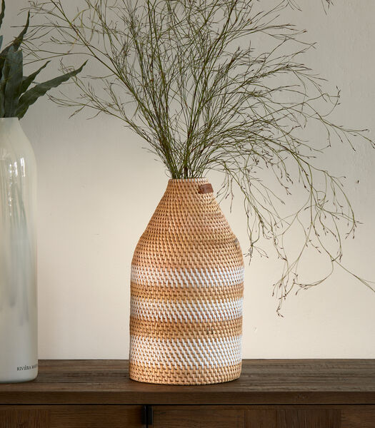 Vase en osier Fleurs sèches, avec rayures Taille S - Crystal Bay
