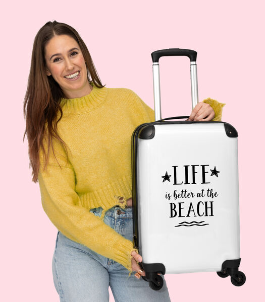 Ruimbagage koffer met 4 wielen en TSA slot ('Life is better at the beach' - Quotes - Sterren - Wit - Strand)