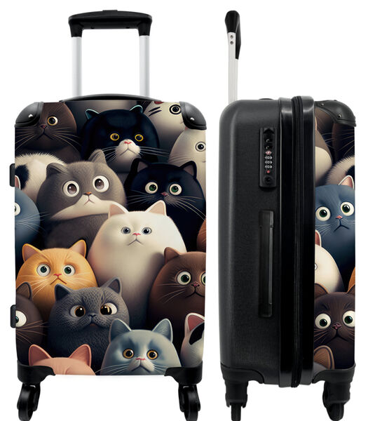 Handbagage Koffer met 4 wielen en TSA slot (Kat - Dieren - Poes - Patroon)