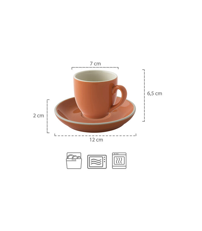 Koffiekop en schotel Colors 14 cl 12 cm Oranje Porselein 6 stuk(s) image number 1